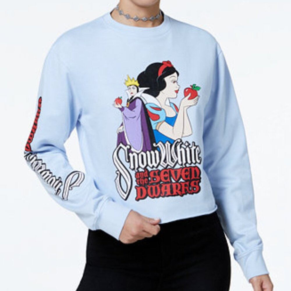 VINTAGE DISNEY SNOW WHITE BLUE LONG SLEEVE SHIRT TOP SWEATER XL ICE BLUE PASTEL